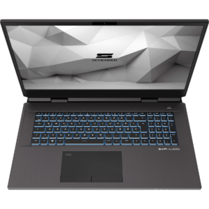 SCHENKER DTR 17 Laptop - Front from above rgb keyboard